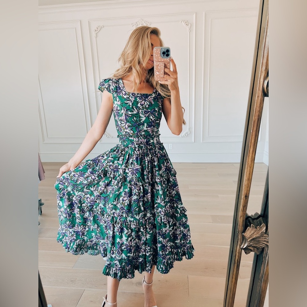 JessaKae Floral Feminine Wedding Guest Tiered Plus Size Dress.